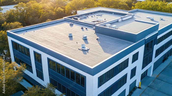 Roofing for commercial buildings, with a large office complex getting ...